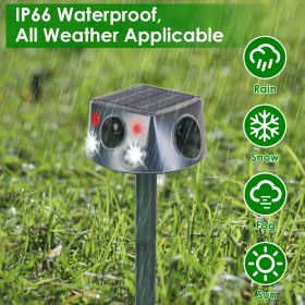 Temu & TK Self-pickup Order Solar-powered & Type-C Rechargeable Animal Repellent - Three ModesUltrasonic Buzzer  Vibration, IP66 Waterproof Rating, 2