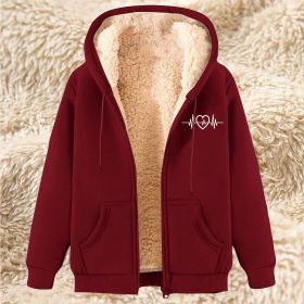 Men's Fleece Hoodie With Fleece Lining, Thick And Warm For Winter, Lamb Fleece For Autumn And Winter (Option: 17 Wine Red-3XL)