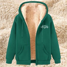 Men's Fleece Hoodie With Fleece Lining, Thick And Warm For Winter, Lamb Fleece For Autumn And Winter (Option: 21 Dark Green-2XL)