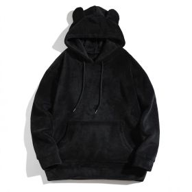 Men's Casual Cool Fashion Sweater Coral Fleece Jacket (Option: Black-S)