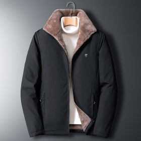 Aulemen Men Winter Jacket Windproof Warm Coat Men's Casual Men Autumn Brand Outwear New Fashion Outdoor Thick Fleece Jacket Man (Color: Black, size: L(52..5-60Kg))