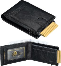 furid Card Wallet For Men Slim: Smart Rfid Front Pocket Pop Up Wallet with ID Window - Stocking Stuffers Gifts Boxed for Husband Father at Birthd (Color: Black Leather)