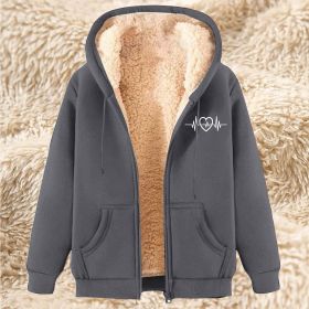 Men's Fleece Hoodie With Fleece Lining, Thick And Warm For Winter, Lamb Fleece For Autumn And Winter (Option: 22 Dark Gray-3XL)