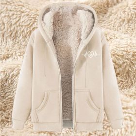 Men's Fleece Hoodie With Fleece Lining, Thick And Warm For Winter, Lamb Fleece For Autumn And Winter (Option: 21 Apricot-5XL)