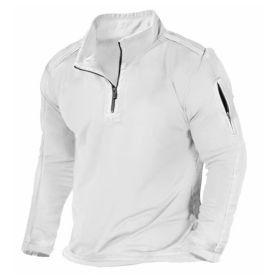 Men's Outdoor Zipper Pocket Long Sleeve Sweater (Option: White-2XL)