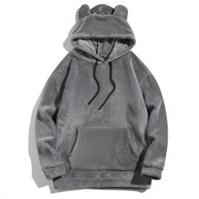 Men's Casual Cool Fashion Sweater Coral Fleece Jacket (Option: Gray-2XL)